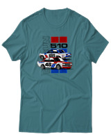 T-Shirt Αντρικό - 1971 Datsun BRE 510 - Color Thumbnail Μπλε Πράσινο