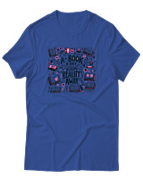 T-Shirt Αντρικό - A Book A Day Keeps Reality Away - Color Thumbnail Μπλε Ρουά