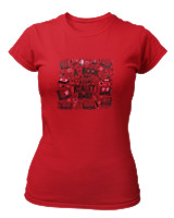 T-Shirt Στενή Γραμμή Γυναικείο - A Book A Day Keeps Reality Away - Color Thumbnail Κόκκινο