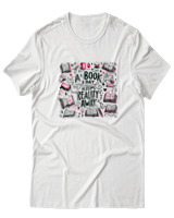 T-Shirt  Γυναικείο - A Book A Day Keeps Reality Away - Color Thumbnail Άσπρο