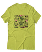T-Shirt  Γυναικείο - A Book A Day Keeps Reality Away - Color Thumbnail Λαχανί