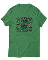 T-Shirt  Γυναικείο - A Book A Day Keeps Reality Away - Color Thumbnail Πράσινο