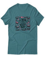 T-Shirt  Γυναικείο - A Book A Day Keeps Reality Away - Color Thumbnail Μπλέ Πράσινο