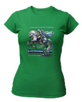 T-Shirt Στενή Γραμμή Γυναικείο - A Lone Rider In The Veil Of Mystery - Color Thumbnail Πράσινο