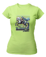 T-Shirt Στενή Γραμμή Γυναικείο - A Lone Rider In The Veil Of Mystery - Color Thumbnail Λαχανί