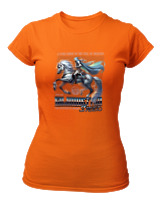T-Shirt Στενή Γραμμή Γυναικείο - A Lone Rider In The Veil Of Mystery - Color Thumbnail Πορτοκαλί