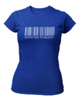 T-Shirt Στενή Γραμμή Γυναικείο - Addicted To Black - Color Thumbnail Μπλε Ρουά