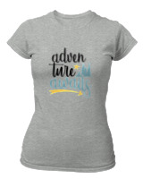 T-Shirt Στενή Γραμμή Γυναικείο - Adventure Awaits Letters - Color Thumbnail Γκρι Μελανζέ