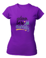 T-Shirt Στενή Γραμμή Γυναικείο - Adventure Awaits Letters - Color Thumbnail Σκούρο Μωβ