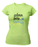 T-Shirt Στενή Γραμμή Γυναικείο - Adventure Awaits Letters - Color Thumbnail Λαχανί