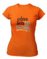 T-Shirt Στενή Γραμμή Γυναικείο - Adventure Awaits Letters - Color Thumbnail Πορτοκαλί