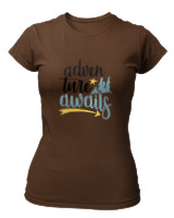 T-Shirt Στενή Γραμμή Γυναικείο - Adventure Awaits Letters - Color Thumbnail Καφέ