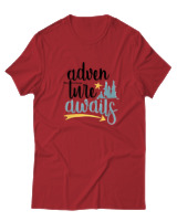 T-Shirt  Γυναικείο - Adventure Awaits Letters - Color Thumbnail Κόκκινο