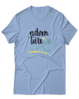 T-Shirt  Γυναικείο - Adventure Awaits Letters - Color Thumbnail Γαλάζιο
