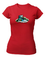 T-Shirt Στενή Γραμμή Γυναικείο - Adventure Awaits Shoe - Color Thumbnail Κόκκινο