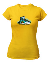 T-Shirt Στενή Γραμμή Γυναικείο - Adventure Awaits Shoe - Color Thumbnail Χρυσό Κίτρινο