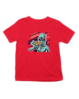 T-Shirt  Παιδικό - Alien Eating Pizza - Color Thumbnail Κόκκινο