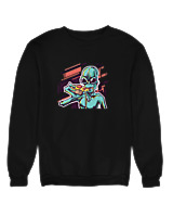 Φούτερ χωρίς κουκούλα Αντρικό - Alien Eating Pizza - Color Thumbnail Μαύρο