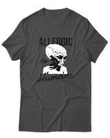 T-Shirt Αντρικό - Aliens Allergic To Stupid People - Color Thumbnail Ανθρακί