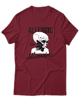 T-Shirt Αντρικό - Aliens Allergic To Stupid People - Color Thumbnail Σκούρο Κόκκινο
