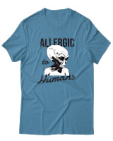 T-Shirt Αντρικό - Aliens Allergic To Stupid People - Color Thumbnail Τιρκουάζ