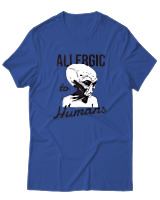 T-Shirt Αντρικό - Aliens Allergic To Stupid People - Color Thumbnail Μπλε Ρουά