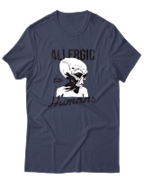 T-Shirt Αντρικό - Aliens Allergic To Stupid People - Color Thumbnail Μπλε Γκρι
