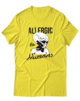 T-Shirt Αντρικό - Aliens Allergic To Stupid People - Color Thumbnail Κίτρινο