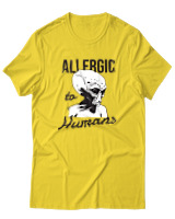 T-Shirt Αντρικό - Aliens Allergic To Stupid People - Color Thumbnail Χρυσό Κίτρινο