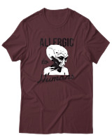 T-Shirt Αντρικό - Aliens Allergic To Stupid People - Color Thumbnail Μπορντό