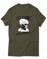T-Shirt Αντρικό - Aliens Allergic To Stupid People - Color Thumbnail Χακί