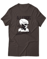 T-Shirt Αντρικό - Aliens Allergic To Stupid People - Color Thumbnail Καφέ