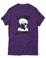 T-Shirt Αντρικό - Aliens Allergic To Stupid People - Color Thumbnail Σκούρο Μωβ
