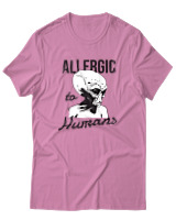 T-Shirt Αντρικό - Aliens Allergic To Stupid People - Color Thumbnail Ροζ