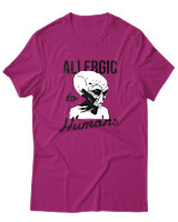 T-Shirt Αντρικό - Aliens Allergic To Stupid People - Color Thumbnail Φουξια