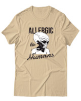 T-Shirt Αντρικό - Aliens Allergic To Stupid People - Color Thumbnail Μπεζ