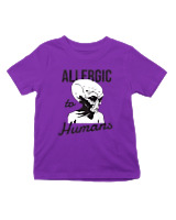 T-Shirt  Παιδικό - Aliens Allergic To Stupid People - Color Thumbnail Σκούρο Μωβ