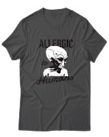 T-Shirt  Γυναικείο - Aliens Allergic To Stupid People - Color Thumbnail Ανθρακί