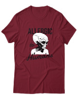 T-Shirt  Γυναικείο - Aliens Allergic To Stupid People - Color Thumbnail Σκούρο Κόκκινο