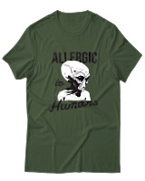 T-Shirt  Γυναικείο - Aliens Allergic To Stupid People - Color Thumbnail Κυπαρισσί