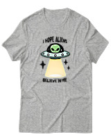 T-Shirt Αντρικό - Aliens Believe In Me - Color Thumbnail Γκρι Μελανζέ