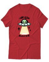 T-Shirt Αντρικό - Aliens Believe In Me - Color Thumbnail Κόκκινο