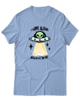T-Shirt Αντρικό - Aliens Believe In Me - Color Thumbnail Γαλάζιο