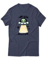 T-Shirt Αντρικό - Aliens Believe In Me - Color Thumbnail Μπλε Γκρι