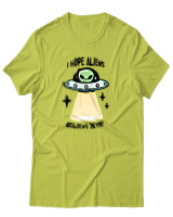T-Shirt Αντρικό - Aliens Believe In Me - Color Thumbnail Λαχανί