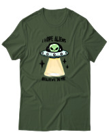 T-Shirt Αντρικό - Aliens Believe In Me - Color Thumbnail Κυπαρισσί