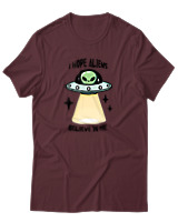 T-Shirt Αντρικό - Aliens Believe In Me - Color Thumbnail Μπορντό
