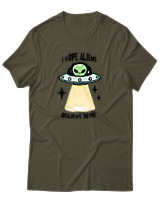 T-Shirt Αντρικό - Aliens Believe In Me - Color Thumbnail Χακί
