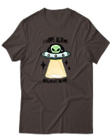 T-Shirt Αντρικό - Aliens Believe In Me - Color Thumbnail Καφέ