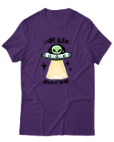 T-Shirt Αντρικό - Aliens Believe In Me - Color Thumbnail Σκούρο Μωβ